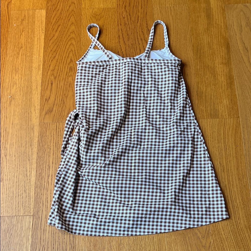 Lands End brown houndstooth swim dress - Picture 2 of 5
